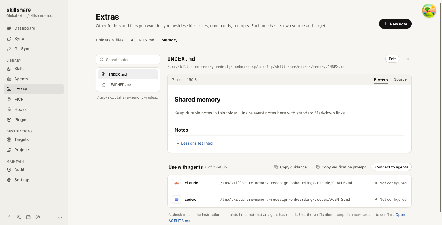 Memory with INDEX.md and LEARNED.md
